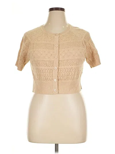 Pre-owned Chelsea & Theodore Cardigan Sweater In Tan