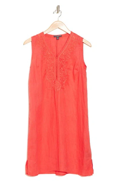 Chelsea And Theodore Embroidered Linen Dress In Island Hibiscus