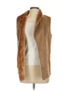 Chelsea & Theodore Faux Fur Vest In Brown