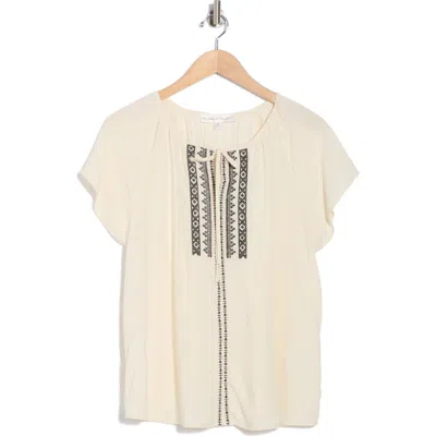 Chelsea And Theodore Golden Dream Embroidered Short Sleeve Top