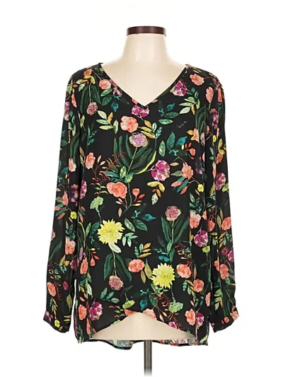 Pre-owned Chelsea & Theodore Long Sleeve Blouse In Black