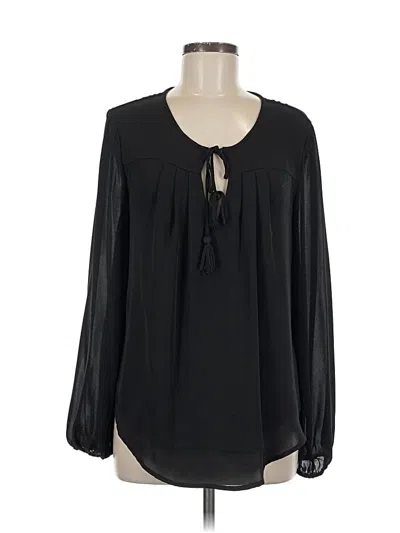 Pre-owned Chelsea & Theodore Long Sleeve Blouse In Black