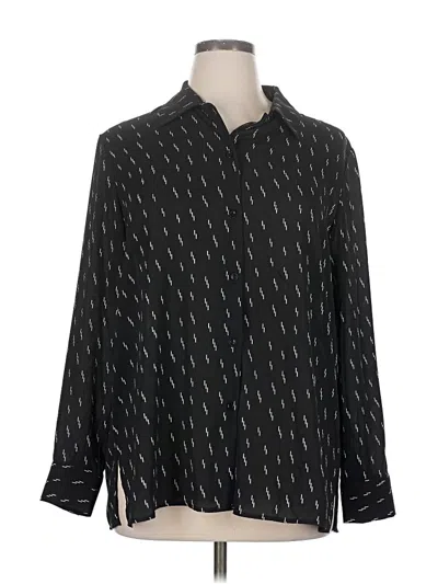 Pre-owned Chelsea & Theodore Long Sleeve Blouse In Black
