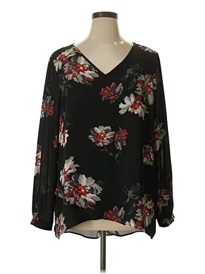 Pre-owned Chelsea & Theodore Long Sleeve Blouse In Black