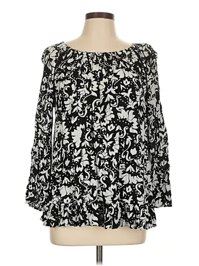 Pre-owned Chelsea & Theodore Long Sleeve Blouse In Black