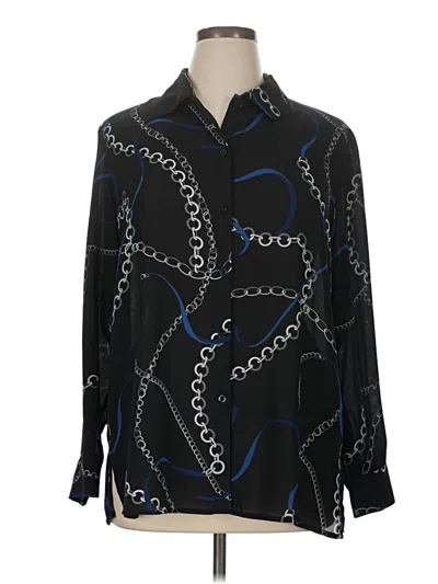 Pre-owned Chelsea & Theodore Long Sleeve Blouse In Black