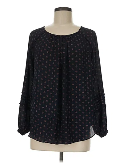 Pre-owned Chelsea & Theodore Long Sleeve Blouse In Black