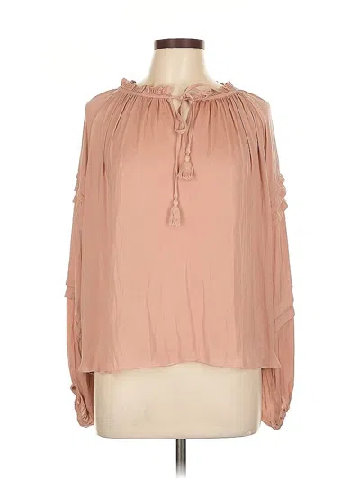 Pre-owned Chelsea & Theodore Long Sleeve Blouse In Brown