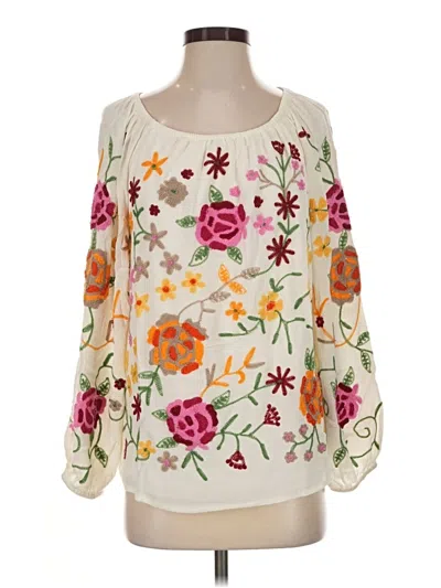 Pre-owned Chelsea & Theodore Long Sleeve Blouse In Ivory