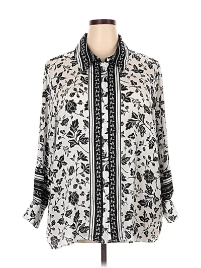 Pre-owned Chelsea & Theodore Long Sleeve Blouse In White