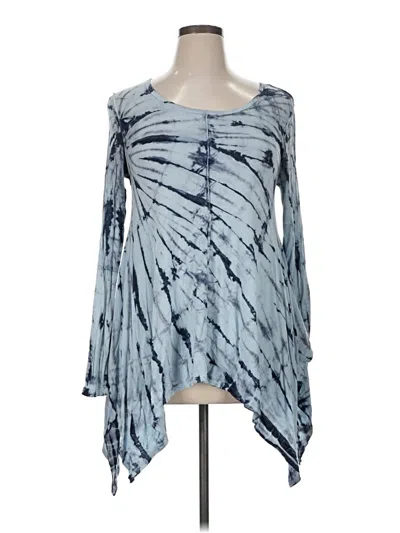 Pre-owned Chelsea & Theodore Long Sleeve Top Blue One Shoulder Neckline Tops