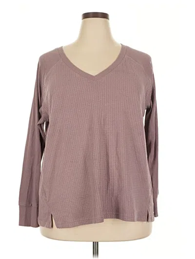 Pre-owned Chelsea & Theodore Long Sleeve Top Burgundy V-neck Tops