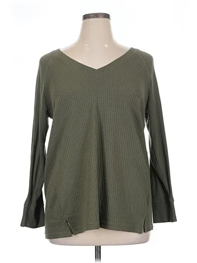 Pre-owned Chelsea & Theodore Long Sleeve Top Green V-neck Tops