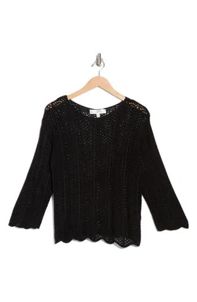 Chelsea And Theodore Open Knit Scalloped Sweater