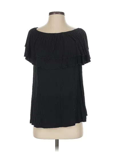 Pre-owned Chelsea & Theodore Short Sleeve Blouse In Black