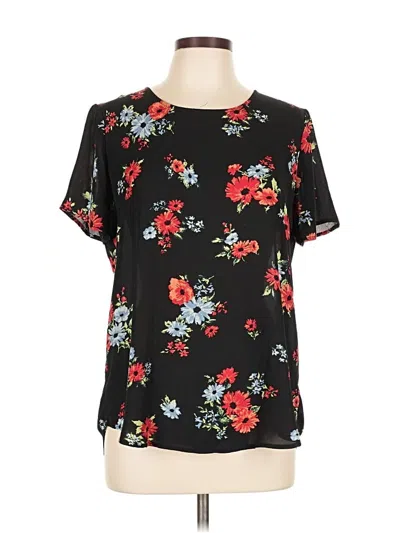 Pre-owned Chelsea & Theodore Short Sleeve Blouse In Black