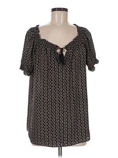 Pre-owned Chelsea & Theodore Short Sleeve Blouse In Black