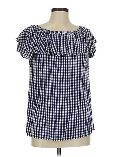 Pre-owned Chelsea & Theodore Short Sleeve Blouse In Blue