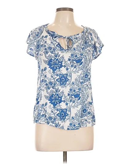 Pre-owned Chelsea & Theodore Short Sleeve Blouse In Blue