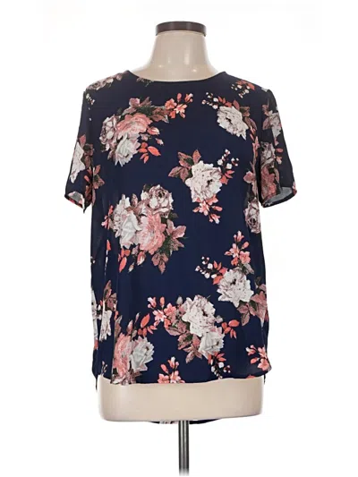 Pre-owned Chelsea & Theodore Short Sleeve Blouse In Blue