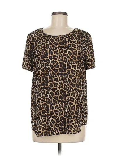 Pre-owned Chelsea & Theodore Short Sleeve Blouse In Brown