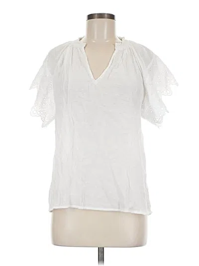 Pre-owned Chelsea & Theodore Short Sleeve Blouse In White