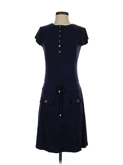 Pre-owned Chelsea & Theodore Short Sleeve Top Blue Keyhole Neckline Tops