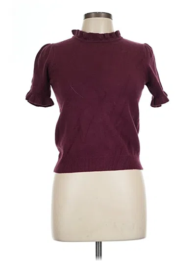 Pre-owned Chelsea & Theodore Short Sleeve Top Burgundy Turtleneck Tops