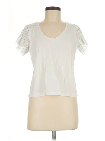 Pre-owned Chelsea & Theodore Short Sleeve Top Ivory V-neck Tops