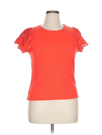 Pre-owned Chelsea & Theodore Short Sleeve Top Orange Sweetheart Neckline Tops