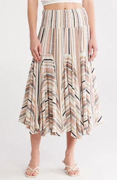 Chelsea And Theodore Smocked Panelled Midi Skirt