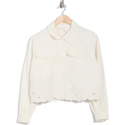 Chelsea And Theodore Soutache Trim Crop Shirt Jacket