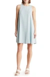 Chelsea And Theodore Star Print Sleeveless Tencel® Lyocell Trapeze Dress In Star Print/light Wash