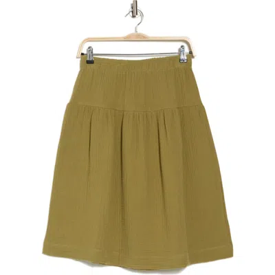 Chelsea And Theodore Tiered Cotton Gauze Skirt In Olive