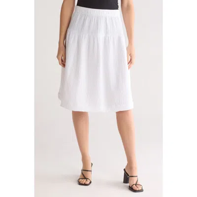 Chelsea And Theodore Tiered Cotton Gauze Skirt In White