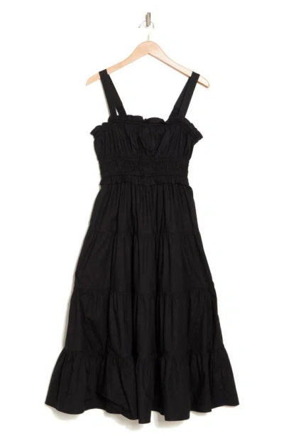 Chelsea And Theodore Tiered Maxi Sundress In Black