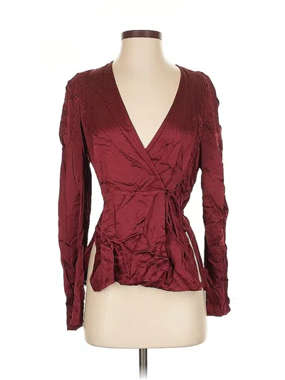 Pre-owned Chelsea And Walker Long Sleeve Blouse In Burgundy