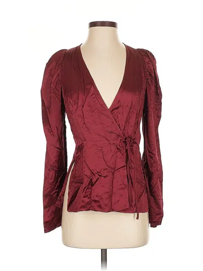 Pre-owned Chelsea And Walker Long Sleeve Blouse In Burgundy