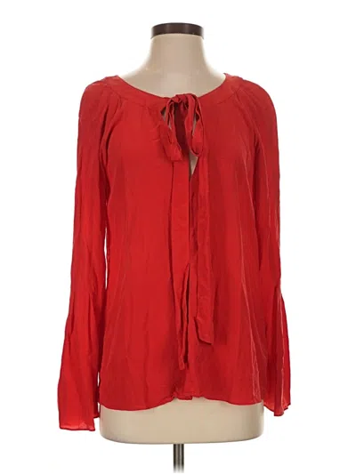 Pre-owned Chelsea And Walker Long Sleeve Silk Top Red Tie Neck Tops