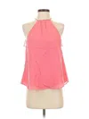 Chelsea And Walker Sleeveless Silk Top Pink Halter Neckline Tops In Pink
