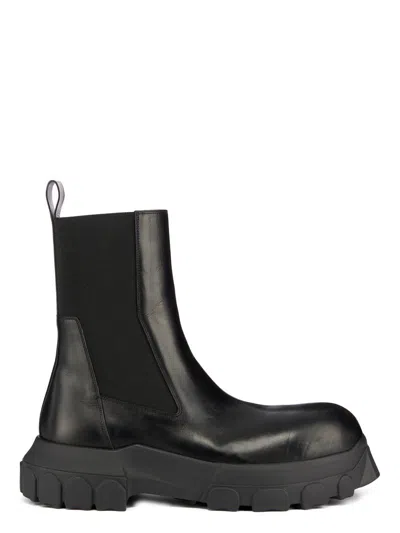 Pre-owned Chelsea Boots X Leather Rick Owens Boots Tractor Kiss Creeper Lunar Leather In Black