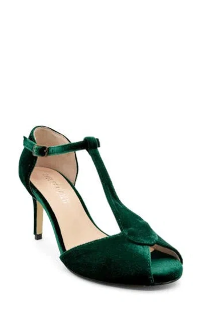 Chelsea Crew Blondie T-strap Sandal In Green Velvet