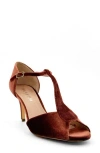 Chelsea Crew Blondie T-strap Sandal In Rust Velvet