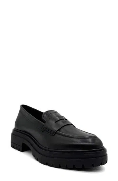 Chelsea Crew Giana Lug Sole Penny Loafer In Black Leather