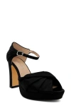 Chelsea Crew Gloria Platform Peep Toe Pump In Black Satin