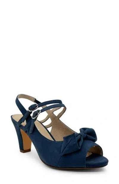 Chelsea Crew Lady Slingback Peep Toe Pump In Blue Micro