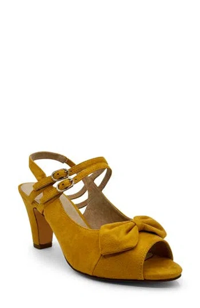 Chelsea Crew Lady Slingback Peep Toe Pump In Mustard Micro