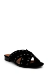 Chelsea Crew Olympia Studded Slide Sandal In Black Suede