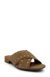 Chelsea Crew Olympia Studded Slide Sandal In Taupe Suede