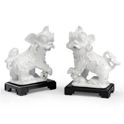 Chelsea House 2 Piece Chinese Dogs Figurine Set In Black;white